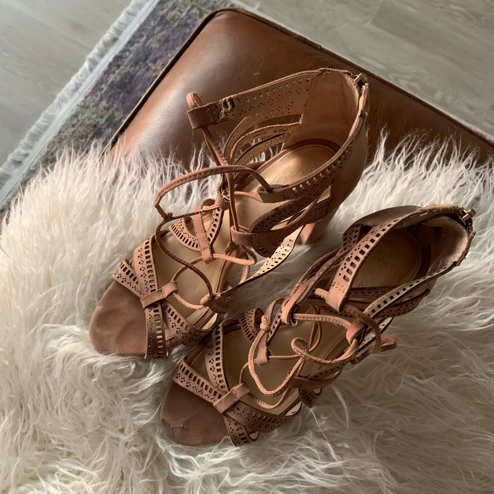 Vince Camuto Strappy 2 inch Camel Heels - Picture 2 of 5